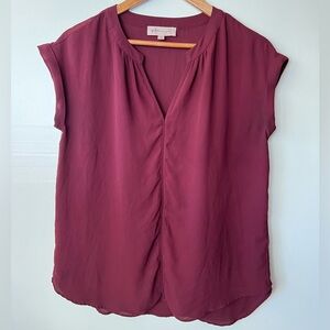 Philosophy Burgundy V-neck Blouse, M